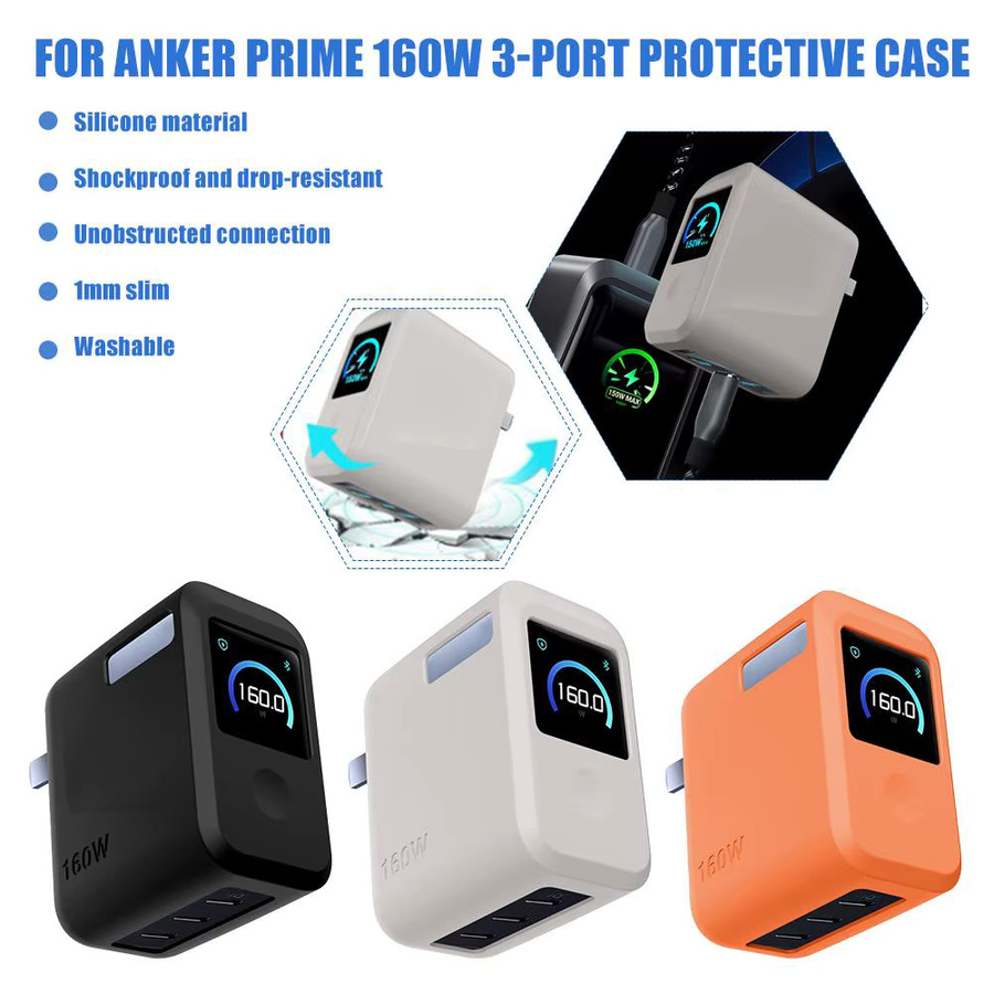 Anker Silikon-Schutzhülle für Anker Prime Charger 160 W in Grau, stoßfest und kratzfest - Bild 5