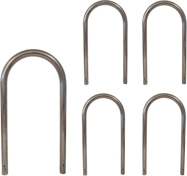 TRUTZHOLM 5er Set Fahrradanlehnbügel Typ U aus Edelstahl in Silber, Höhe: 115 cm, Breite: 58 cm, Durchmesser: 60 mm - Bild 1