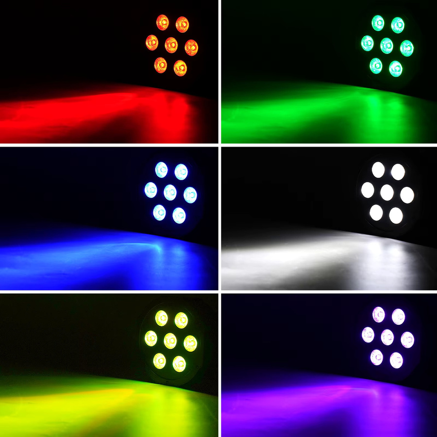 Yiflamefly 4er-Set RGBW LED PAR-Scheinwerfer mit 7x10W Multicolour Effekt, DMX512 Bühnenbeleuchtung in Schwarz für DJ, Party und Show - Bild 3