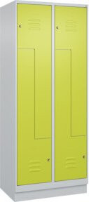C+P Z-Spind Classic PLUS mit 4 Fächern, Sockel und Zylinderschloss, Grau/Grün, B/T/H: 80 x 50 x 195 cm - Bild 1