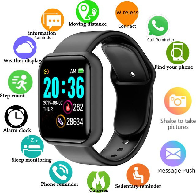CHAONB D13 Smartwatch für Damen und Herren mit Bluetooth, Musikplayer und Schlaf-Tracking in Schwarz - Bild 1