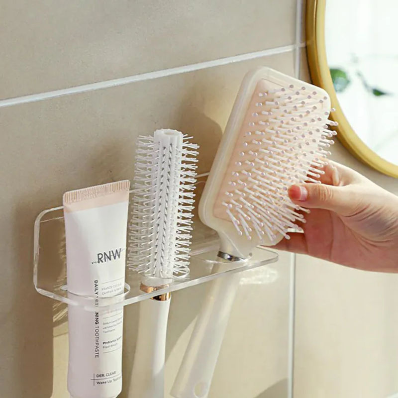 NATAWA Kammhalter aus Acryl in Transparent zur Wandmontage als Organizer und Aufbewahrungsregal für Haarbürsten im Badezimmer - Bild 2