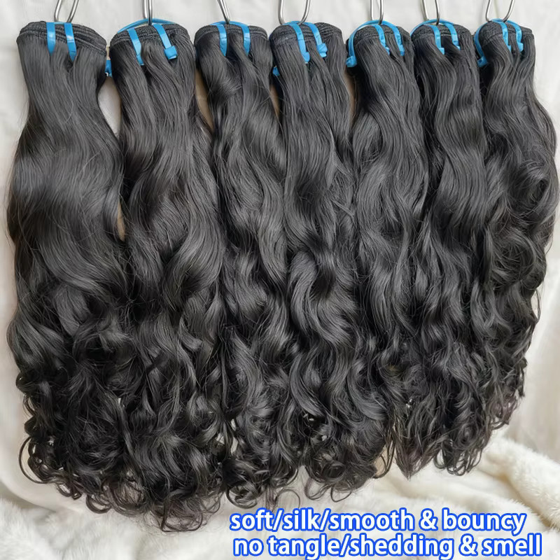 DEENTOSHAIR Echthaar-Bündel Extensions, Vietnamesisches Haar, 1B Natur Schwarz, Lockig/Wellig - Bild 2