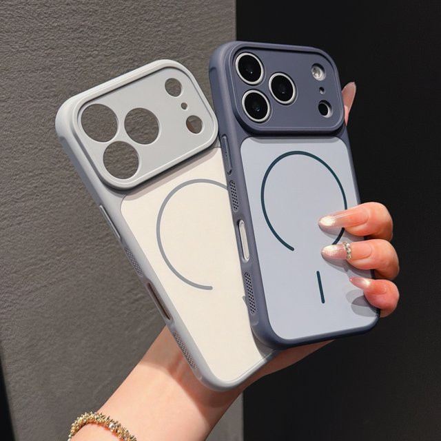 Stoßfeste MagSafe Magnetische Handyhülle für iPhone 17 Air 16 15 14 13 12 11 Pro Max Plus in Braun mit atmungsaktiver Kante - Bild 1
