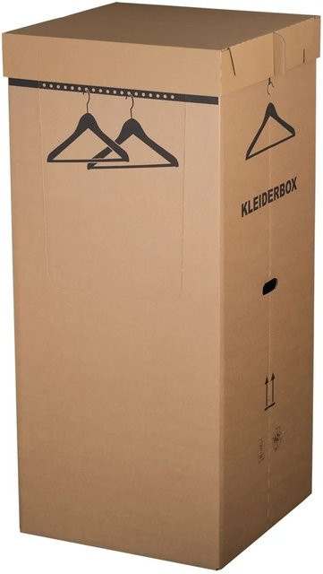 PROREGAL Kleiderbox 2-teiliges Set in Braun mit 20 Ausstanzungen für Kleiderbügel und beidseitig zu öffnendem Deckel, H x B x T: 124,0 x 54,5 x 54,5 cm - Bild 1