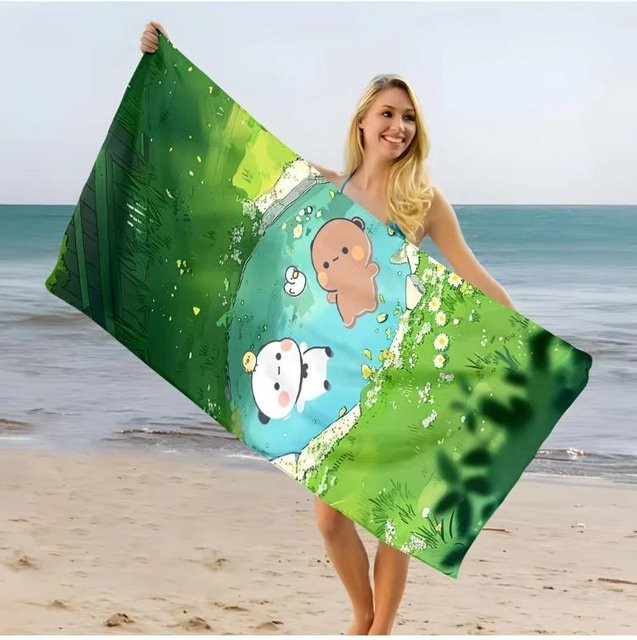 Lampada Strandtuch mit Cartoon-Print, weiß und mehrfarbig, Breite: 40 cm, Höhe: 60 cm - Bild 1