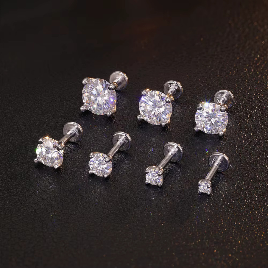 AIDE Piercing-Nägel 925 Sterlingsilber, Moissanit, Damen - Bild 4