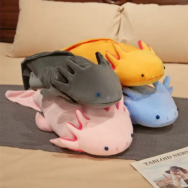 RTBXF Kawaii Axolotl Plüschtier Bunt und Gelb, Weiches Salamander Kuscheltier als Kissen oder Anhänger, Größe: 23 bis 80 cm - Bild 4