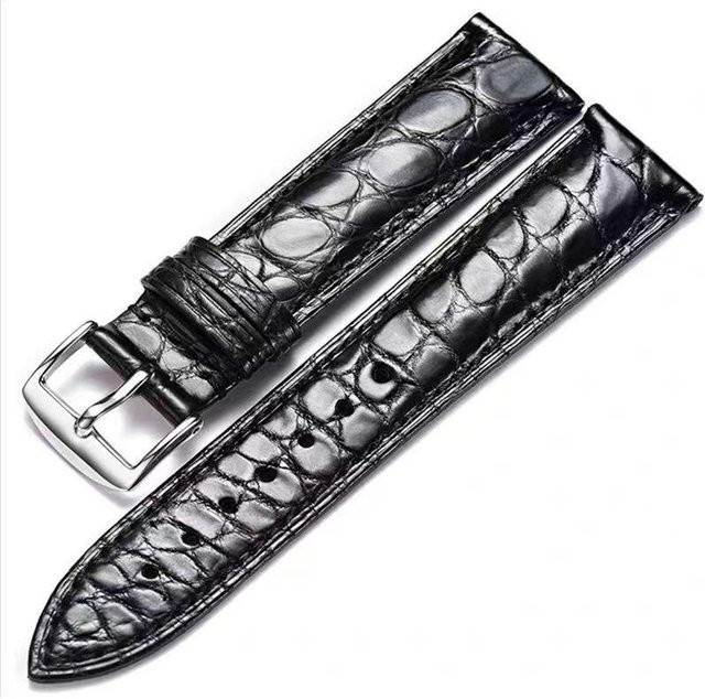 FashionFlair Uhrenarmband Rindsleder, Krokodilmuster, Schwarz, Herren, 16mm - Bild 1