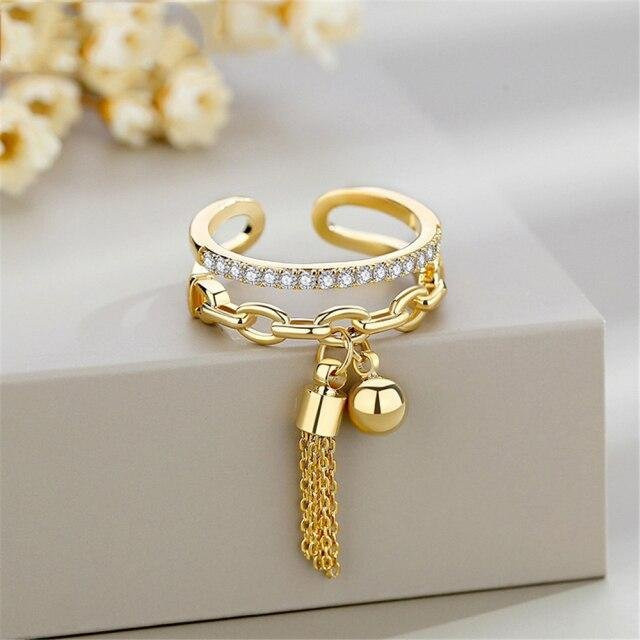 YIRAN Jewelry Ring, Gliederkette, Quaste, Zirkonia, Spike-Anhänger, Damen - Bild 1
