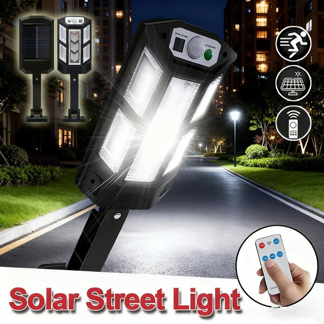 Heinast Solar-LED-Außenleuchte mit Bewegungssensor und 3 Modi, Wasserdichte Garten-Wandlaterne IP65 in Schwarz - Bild 1