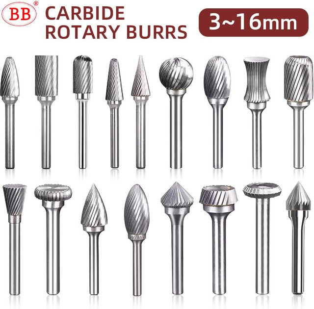BB Rotationsfeile aus Hartmetall als Fräswerkzeug zum Entgraten von Metall, Typ M, Schaftdurchmesser: 6 mm, Farbe: Silber - Bild 1