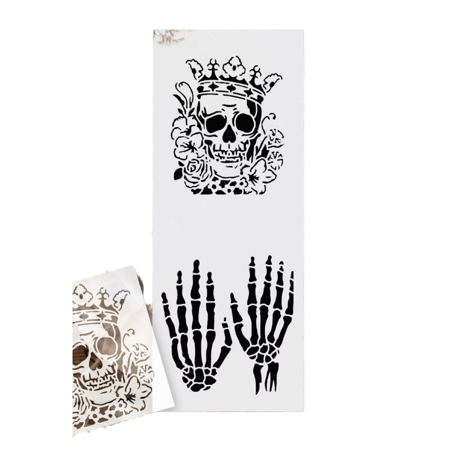 Bview Art 13-teiliges Totenkopf-Malschablonen-Set aus Kunststoff für DIY-Graffiti und Sprühmalerei - Bild 2