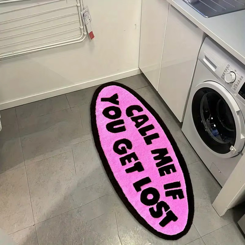 VIKAMA Bodenmatte mit Buchstaben-Motiv in Rosa, ovale Teppich-Dekoration für Schlafzimmer und Ankleidezimmer - Bild 2