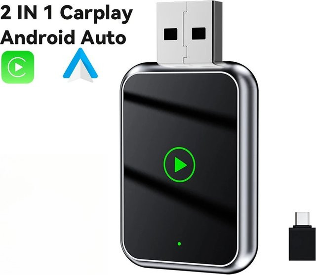 Jumunion Android Auto Dongle Plug&Play Adapter für kabelloses CarPlay mit Wi-Fi und Bluetooth 5.0 in Schwarz und Silber - Bild 1