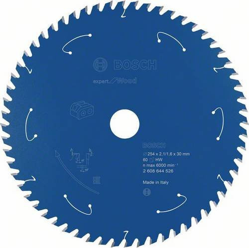 Bosch Expert for Wood Kreissägeblatt mit 60 Zähnen, Durchmesser: 254 mm, Bohrung: 30 mm, Carbide Tipped, Blau - Bild 1