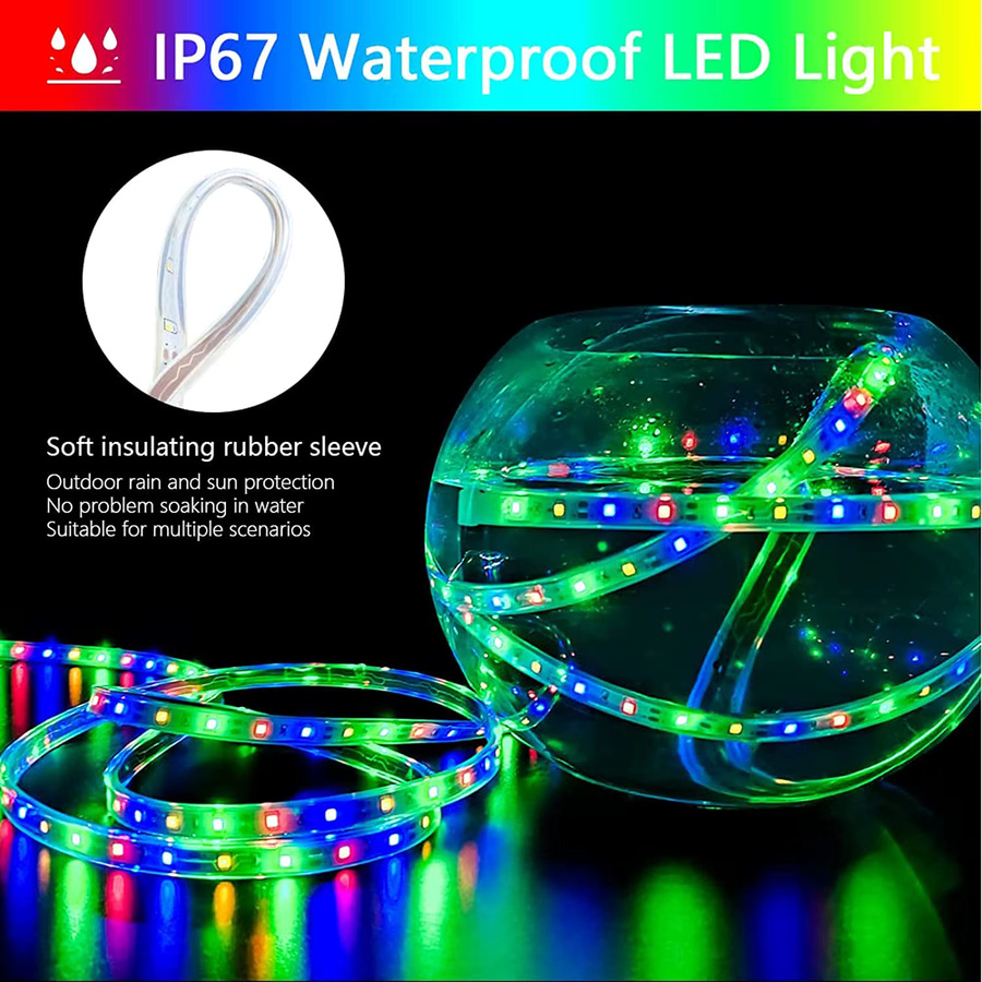 Solar LED-Streifen mit Fernbedienung und 8 Beleuchtungsmodi, IP67 wasserdicht, RGB SMD Lichterkette für Zaun, Dach und Treppe - Bild 1