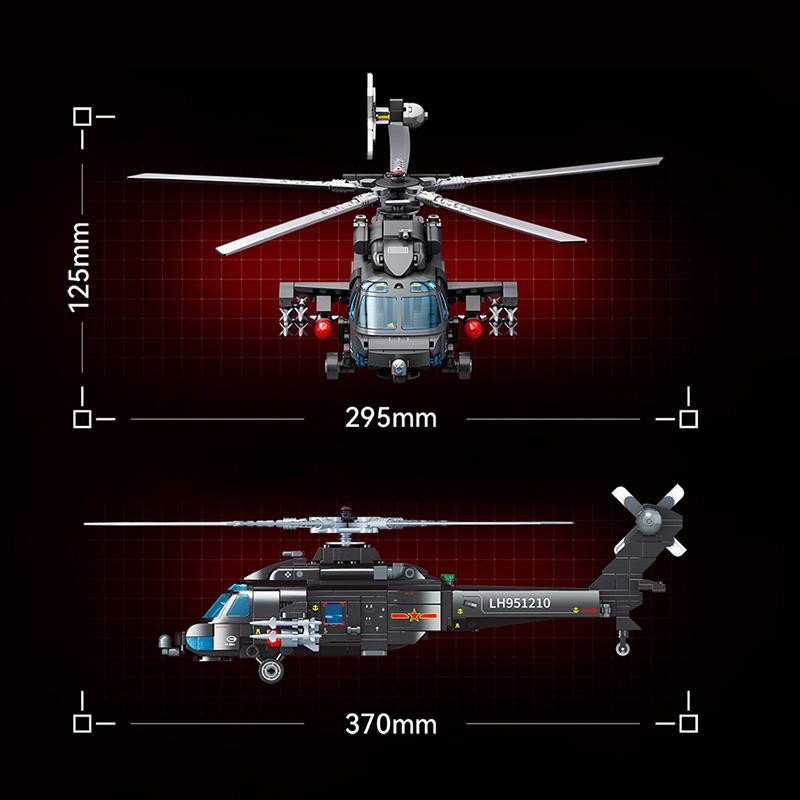 SEMBO BLOCK Z-20T Hubschrauber Militärjäger Bausteine Armee Flugzeug - Bild 5