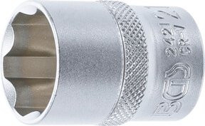 BGS Steckschlüssel-Einsatz Super Lock mit 12,5 mm Innenvierkant und 21 mm Schlüsselweite in Silber - Bild 1