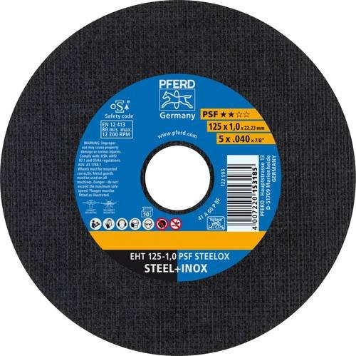 PFERD PSF STEELOX Trennscheibe gerade für Stahl und Edelstahl, Durchmesser: 125 mm, Farbe: Schwarz - Bild 1