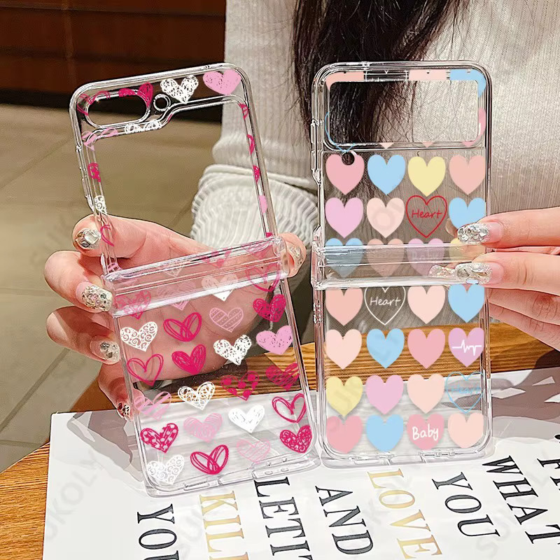 Stoßfeste transparente Handyhülle mit Liebesmuster für Samsung Galaxy Z Flip7, Z Flip6, Z Flip5, Z Flip4 und Z Flip3 - Bild 2