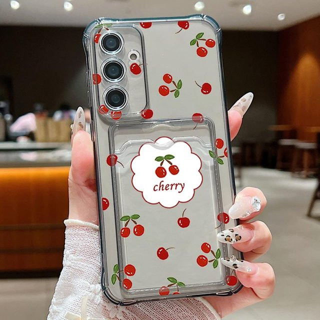 Kirschmuster Handyhülle aus TPU für Samsung Galaxy S25 S24 S23 S22 Ultra A56 A55 A36 A35 A25 A16 A15 5G in Transparent - Bild 1