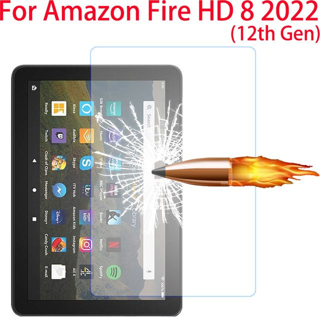 Amazon Fire HD 8 2022 8,0 Zoll 12. Generation Displayschutz aus gehärtetem Glas, transparent - Bild 1