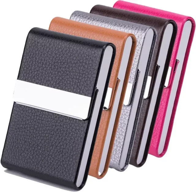 Multifunktionale Business-Postkartenbox aus schwarzem PU-Leder mit Metall-Taschenhalter und magnetischem Verschluss - Bild 1