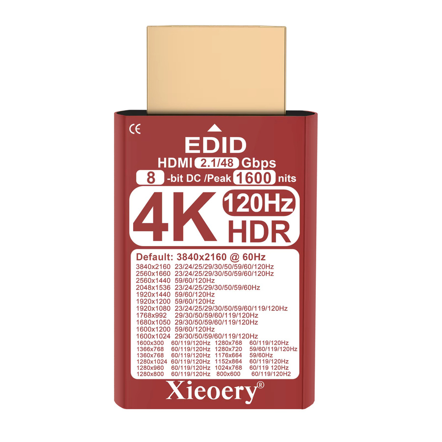 xieoery HDMI 2.1 4K UHD EDID Emulator Dummy-Stecker mit 120Hz, HDR und 1600 Nits Spitzenhelligkeit, 3840x2160@120Hz - Bild 6