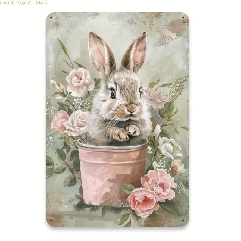 Potdemiel Metallschild Ostern Floral Vintage Wanddekoration B/H: 30 x 20 cm - Bild 2