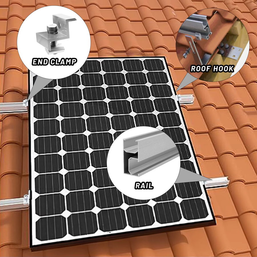 CP-SETUNO 10/6-teiliges Solarpanel-Montageset mit Haken für Photovoltaik-Dachziegel-Schienen-Montagehalterungen - Bild 3