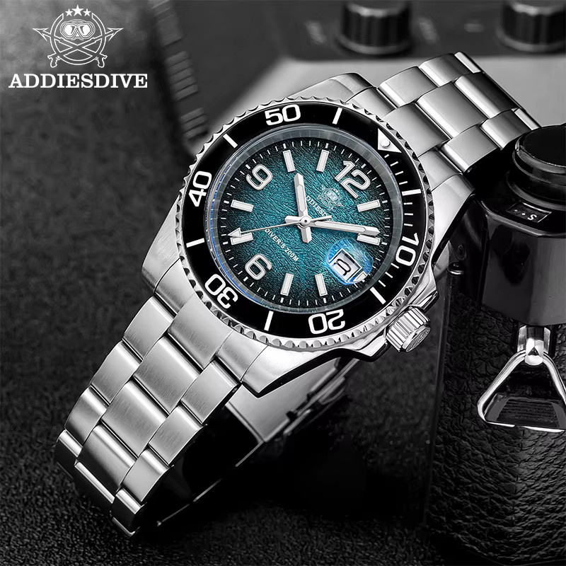 ADDIESDIVE Armbanduhr, Quarz, Edelstahl, 41 mm, Herren, Blau - Bild 5