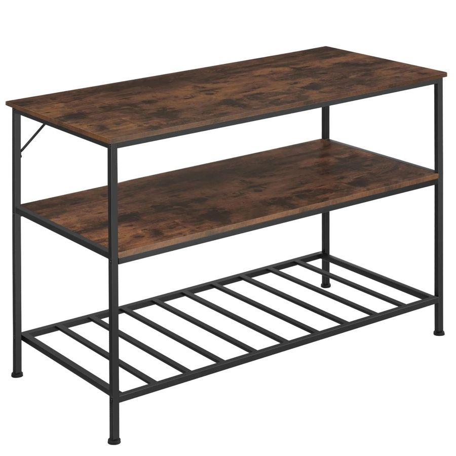 tectake Küchenregal Akeley Industrial Style in Braun mit 3 Ablagen aus Holz und Stahl, B/T/H: 120 x 60 x 90,5 cm - Bild 3