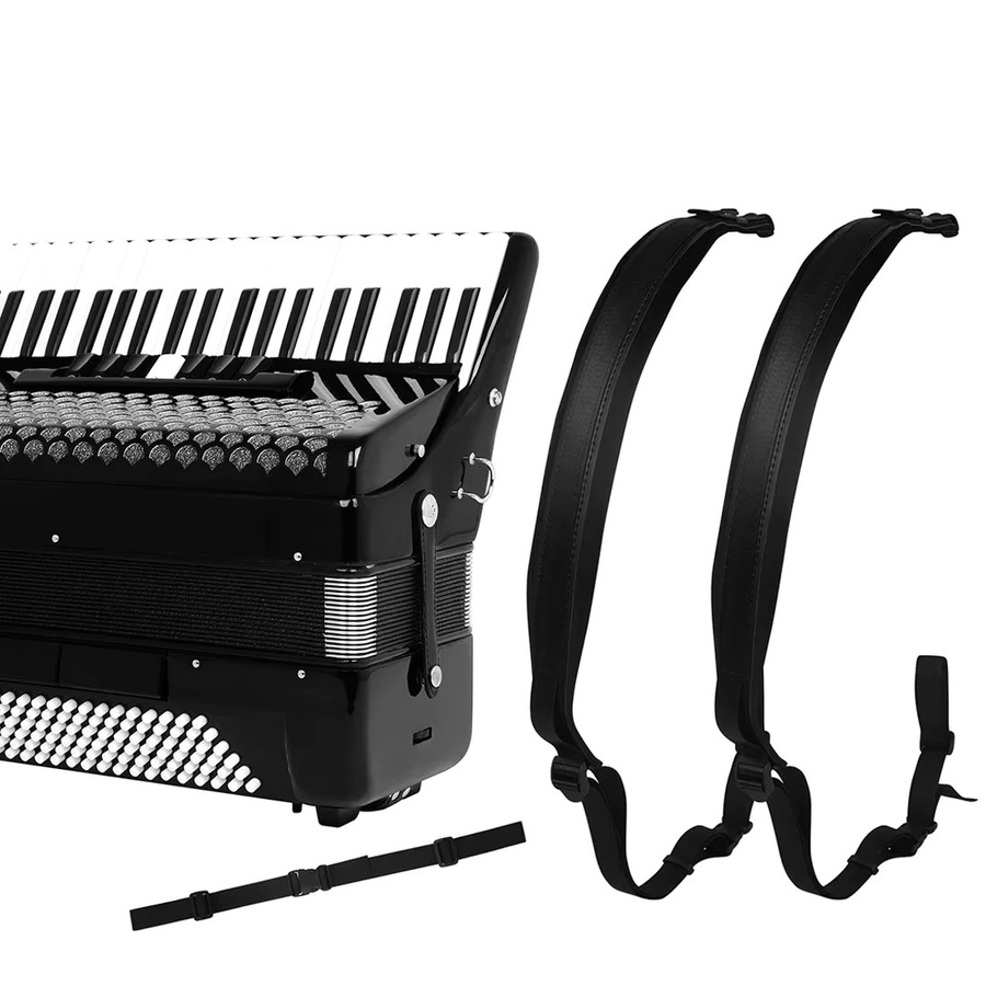 IRIN Akkordeon-Schultergurt für 96–120 Bass, universell verstellbar, breiter und dicker mit Velours-Polsterung, Schwarz - Bild 4