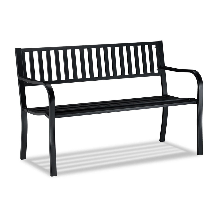 Relaxdays Gartenbank aus Stahl für Garten, Balkon oder Terrasse als Zweisitzer in Schwarz, B/T/H: 127,5 x 82 x 59,5 cm - Bild 2
