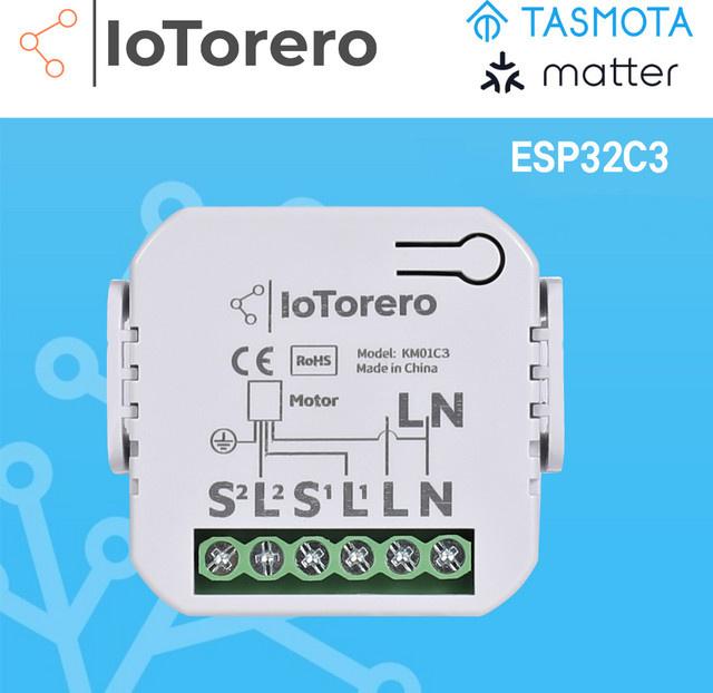 IoTorero Vorhangmodul ESP32C3 mit Tasmota Matter MQTT Unterstützung für Home Assistant, 10A, Weiß - Bild 1