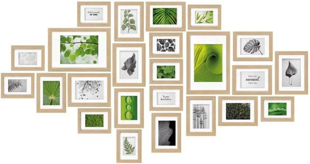 Bomoe Nature Bilderrahmen Set aus MDF in Eiche Optik, 24-teilig, Braun - Bild 1