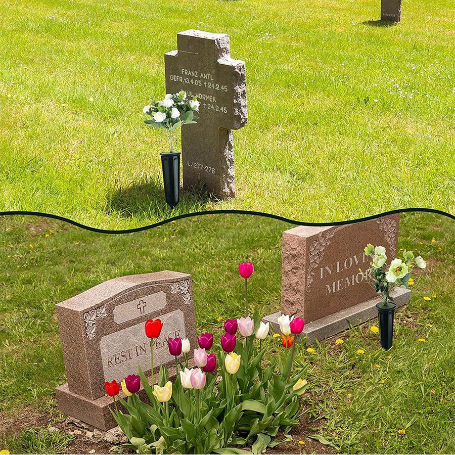 2er Set Kegelvasen aus Kunststoff mit Spießen für Friedhofsvasen und Gedenkdekorationen von PHYUN-autoparts - Bild 3