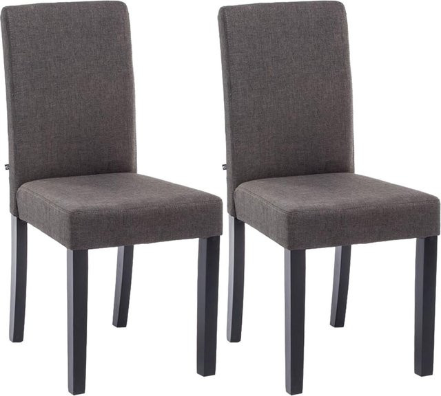 CLP 2er Set Esszimmerstühle Ina Polsterstühle mit Stoffbezug und Holzgestell in Grau - Bild 1