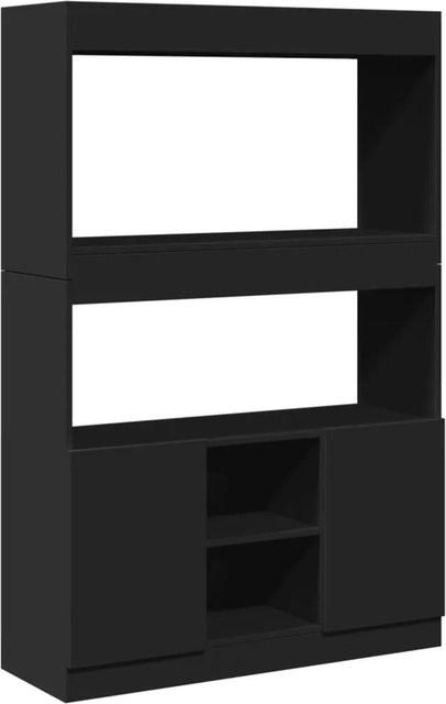 vidaXL Highboard Schwarz aus Holzwerkstoff mit Türen und Regalfächern, B/T/H: 92 x 33 x 140 cm - Bild 1
