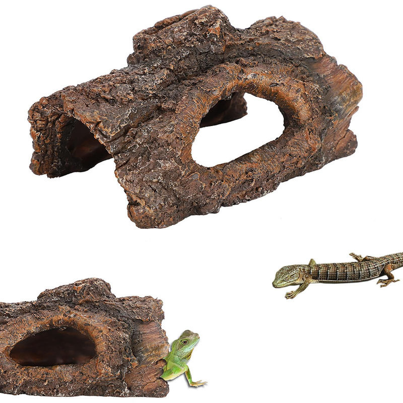 TOMTOP JMS Versteckhöhle aus Kunstharz in Baumstamm-Optik für Amphibien und Reptilien, Braun, Rustikal - Bild 8
