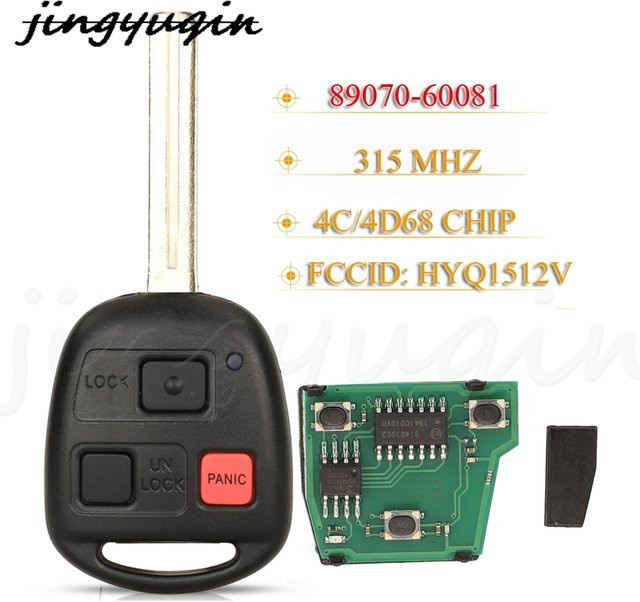 Jingyuqin Smart-Fernbedienung Autoschlüssel 3-Tasten in Schwarz mit 315Mhz 4D68 Chip 89070-60081 HYQ1512V für Lexus GX470 LX470 TOY48 - Bild 1