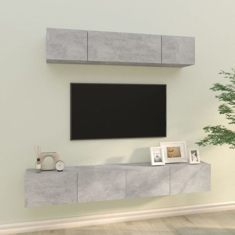 4-teiliges TV-Schrank-Set vidaxl in Betongrau im modernen Design - Bild 1