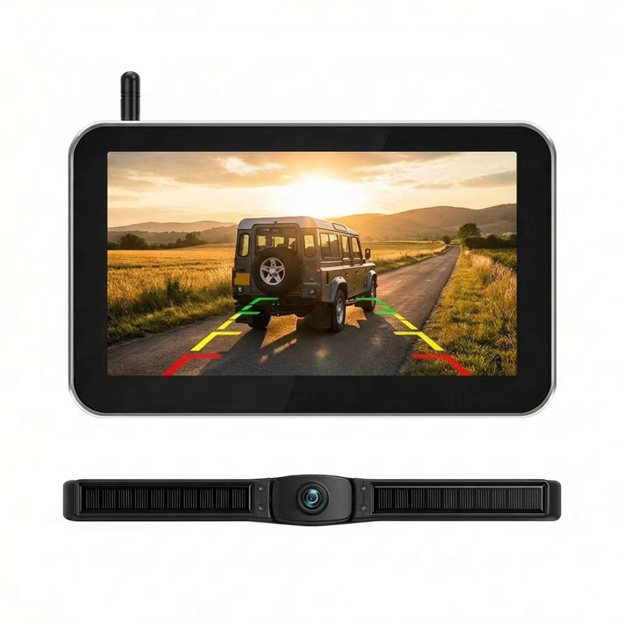 SAMFIWI Solarbetriebene drahtlose Rückfahrkamera mit 7-Zoll-HD-Monitor und WLAN, wasserdicht mit Nachtsicht, Schwarz, für LKW und Transporter - Bild 6