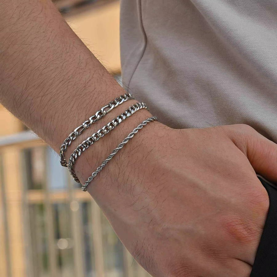Vnox Armband-Set Edelstahl, silber, Herren, 21 cm - Bild 2