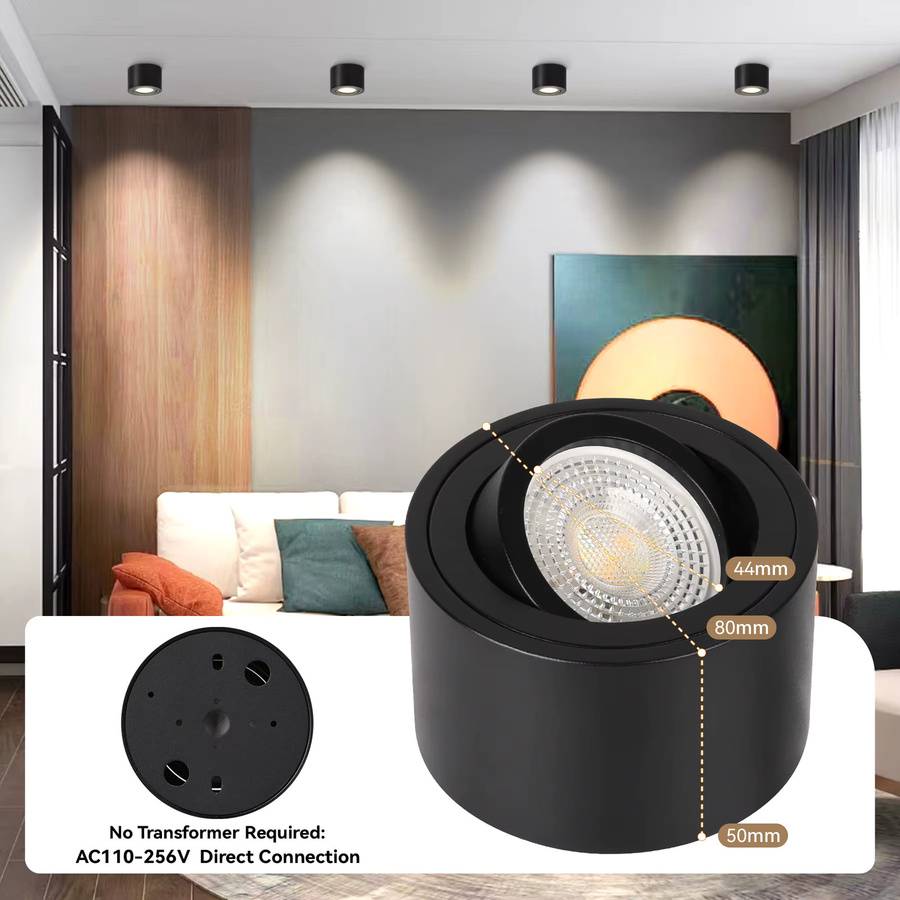 CANMEIJIA LED-Downlight in Weiß mit verstellbarem Winkel für Aufbaumontage im Wohnzimmer und Schlafzimmer - Bild 3