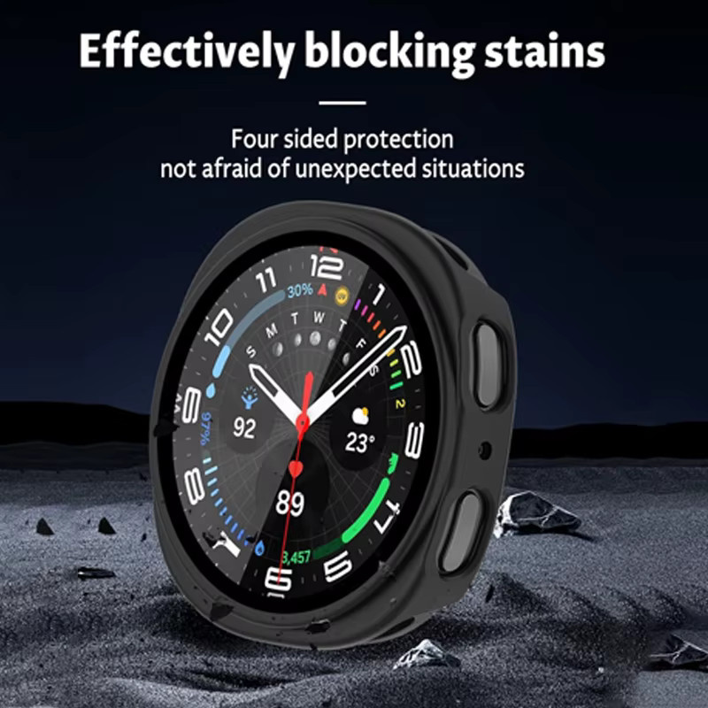 Mptionx Schutzhülle mit gehärtetem Glas und Displayschutzfolie für Samsung Galaxy Watch 8 (44 mm und 40 mm) in Blau - Bild 3