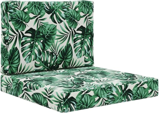 vidaXL Sofakissen für Draußen 2er-Set mit Blattmuster in Grün aus Polyester, B/B: 60 x 60 cm - Bild 1