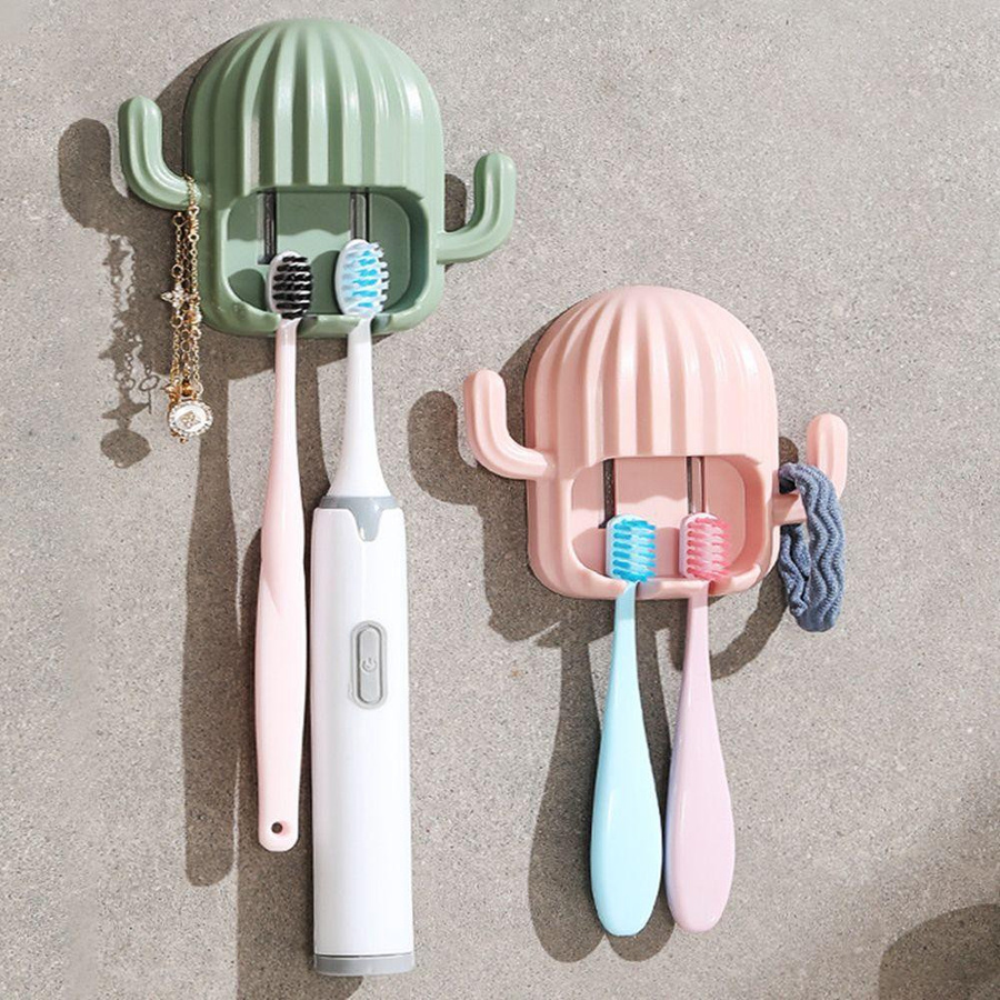 Selbstklebender Zahnbürstenhalter im Kaktus-Design von Binchi Lighting Appliances für dein Badezimmer in Pink, Grün oder Weiß - Bild 2