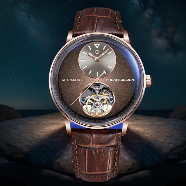 Pagani Design Armbanduhr, Automatik, Edelstahl, Blau, Roségold, 42 mm, Herren - Bild 1